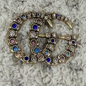 Gold and Blue Crystal Women's Brooch